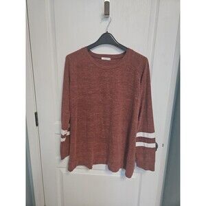 HAUTE long sleeve varsity stripe slouch baseball tee plus - women's XXL